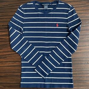 Ralph Lauren sport medium navy/white stripped long sleeved tee